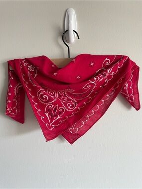Vintage 60s Wamcraft bandana RN 32557 cotton red classic paisley selvedge edge